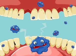 Bacteria inside human mouth illustration